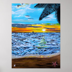 Poster Poursuite du coucher de soleil Peinture d'Alfred F