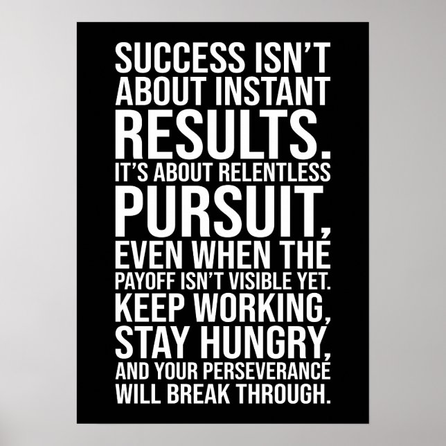 Poster Poursuite sans relâche - Motivation du succès (Devant)