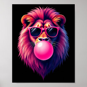 Poster Poussant Le Lion Rose Buble Gum