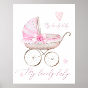 Poster Poussette pour Bébé Fille Nouvelle-Née Nursery Aqu