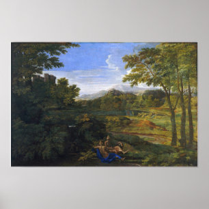 Poster Poussin - Paysage Avec Deux Nymphes Et Un Serpent