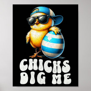 Poster Poussins de Pâques me trouvent mignon chasse aux œ