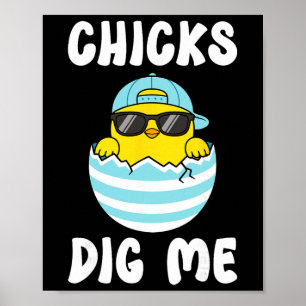 Poster Poussins Me Cool Sungles Par Œuf De Pâques De Poul