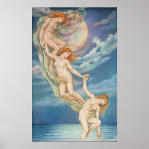 Poster Poutres de lune Plongée dans la mer   Evelyn De Mo
