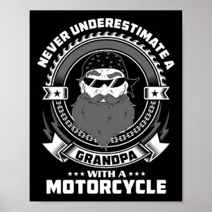 Poster Pouvoir Cadeau Père D'Un Grand-Père Avec Une Moto