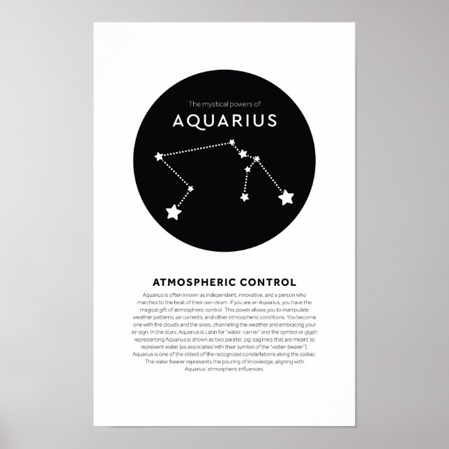 Poster Pouvoir mystique d'Aquarius Astrologie Star Zodiac (Devant)