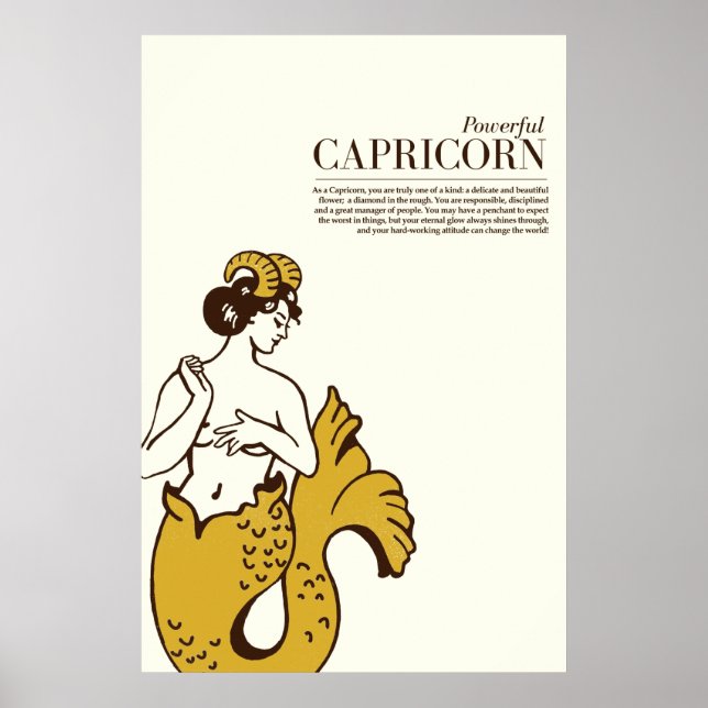 Poster "Power Capricorn" Cute & Cool Zodiac Art (Devant)