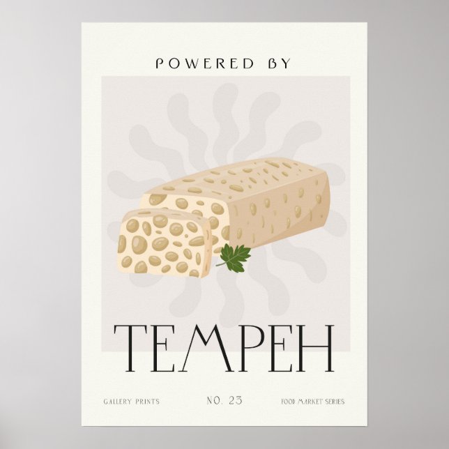 Poster Powered by Tempeh Plant Based Kitchen Decor  (Devant)