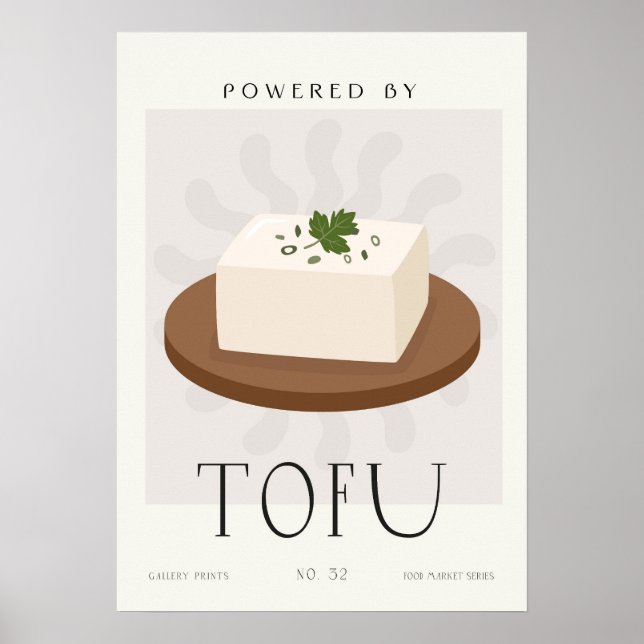 Poster Powered by Tofu Vegan Plant Based Kitchen Decor (Devant)
