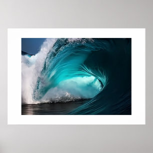 Poster Powerful Ocean Wave Majestic Blue Sea Nature