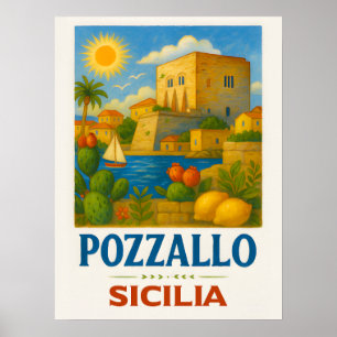 Poster Pozzallo Sicile avec La Torre Cabrera