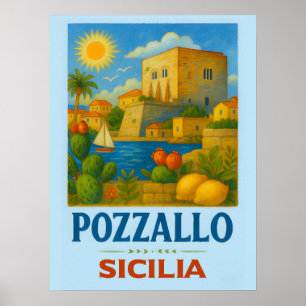Poster Pozzallo Sicile avec La Torre Cabrera
