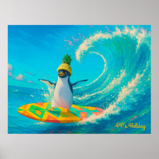 Poster PP the Penguin – Surfing the Wave