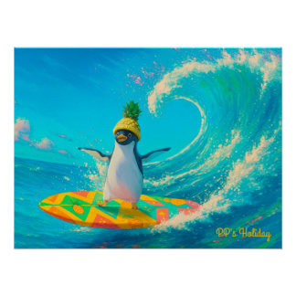 Poster PP the Penguin – Surfing the Wave