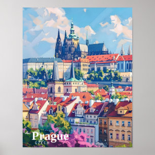 Poster Prague City République tchèque Vintage voyage d'ar