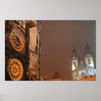 Poster Prague en tirage de nuit