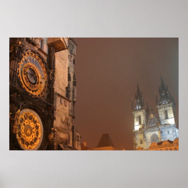 Poster Prague en tirage de nuit (Devant)