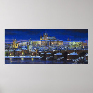 Poster Prague Panorama Pont Charles Château de Prague