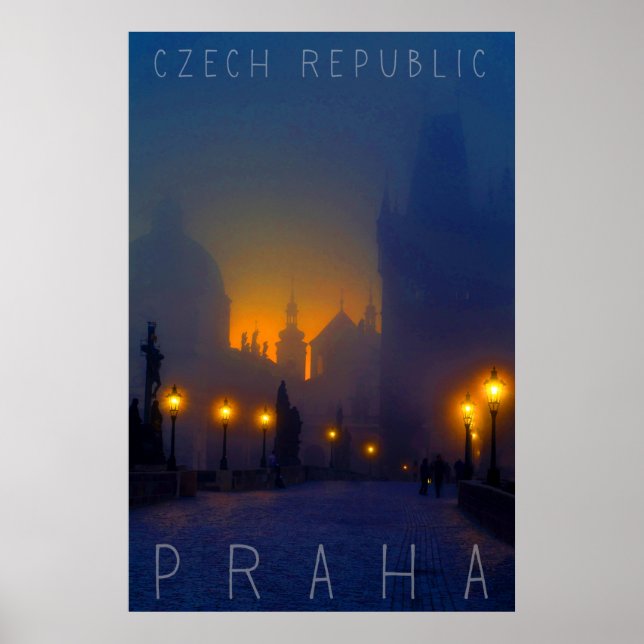 Poster Prague par Nuit, Praha, République Tchèque (Devant)