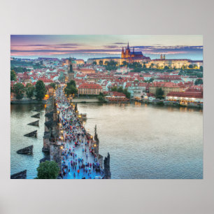 Poster Prague République tchèque Charles Bridge Voyage