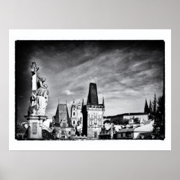 Poster Prague & tour de la tour Charles /Tchèque