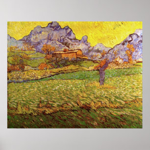 Poster Prairie dans les montagnes par Vincent van Gogh