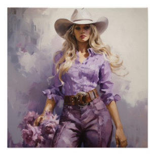 Poster Prairie violette : Cowgirl Wall Art