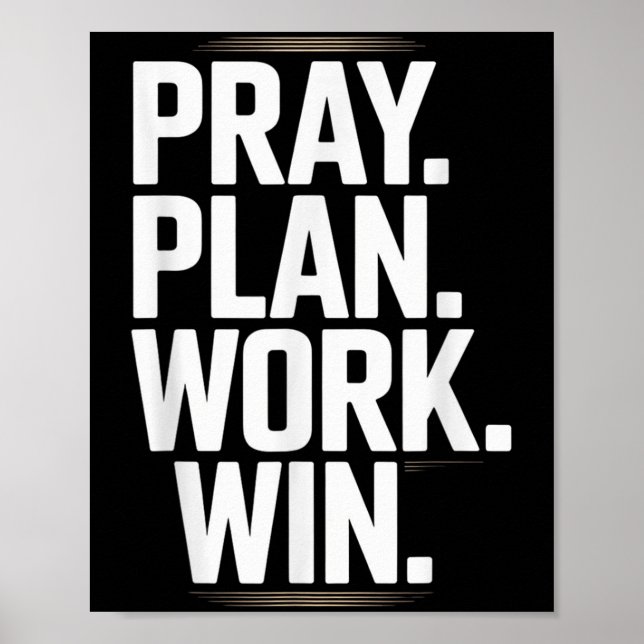 Poster Pray Plan Work Win- Faith Hustle Christian Motivat (Devant)