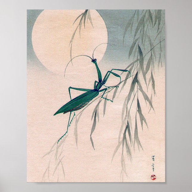 Poster Praying Mantis and the Moon, Watanabe Seitei (Devant)