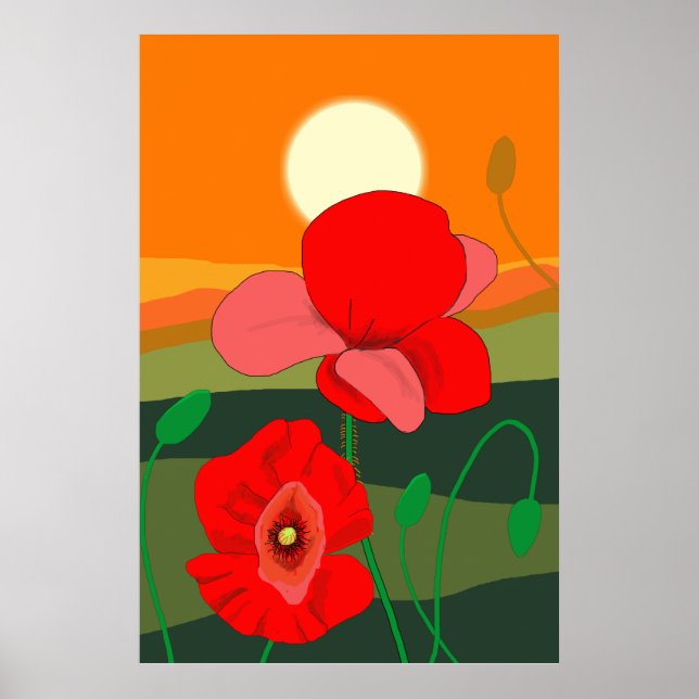 Poster pré au coucher du soleil (Devant)