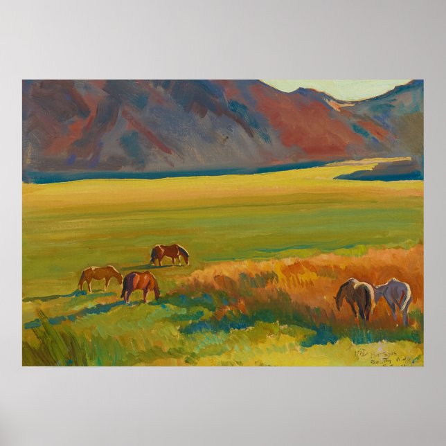 Poster Pré et Chevaux par Maynard Dixon (Devant)
