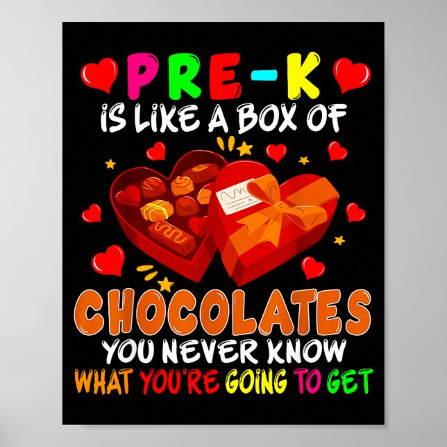 Poster Pre-k Funny Box Of Chocolates Valentine's Day Teac (Devant)