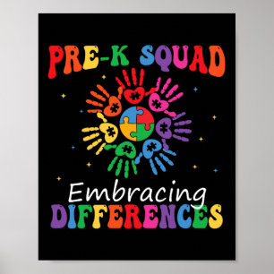 Poster Pré K Squad Accepter les différences Autisme Sped