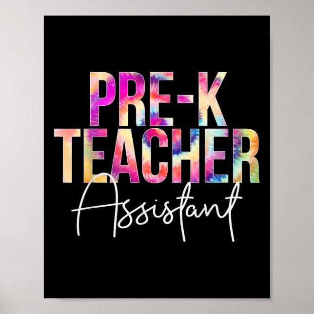 Poster Pre-k Teacher Istant Tie Dye Back To School Apprec (Devant)
