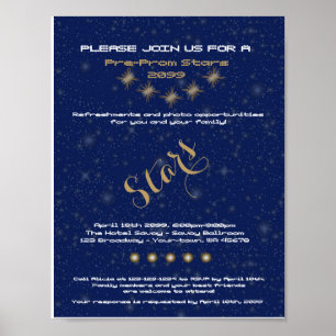 POSTER Pré Prom, Etoiles de nuit pré-bal, bleu, Et
