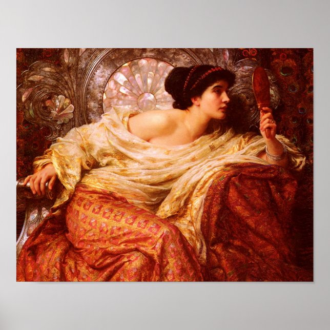 Poster Pré-Raphaélite "Le miroir" par Sir Frank Dicksee (Devant)