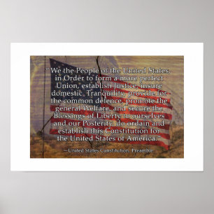 Poster Préambule de la Constitution américaine sur fond t