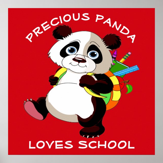 Poster Precious Panda Loves School (Devant)