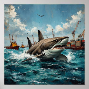 Poster Prédateur Océanique Féroce Faune Marine Moderne