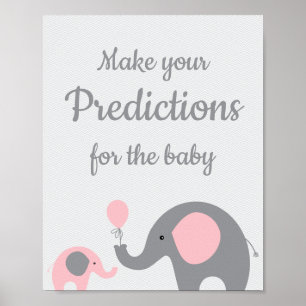 Poster Prédictions d'éléphant rose et gris pour le signe