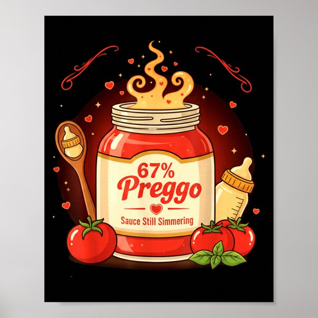 Poster Preggo Sauce Pasta Pregnancy Announcement Funny 67 (Devant)