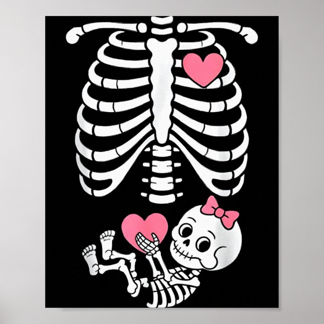 Poster Pregnancy Skeleton Girl Baby Rib Cage Belly Bump H (Devant)