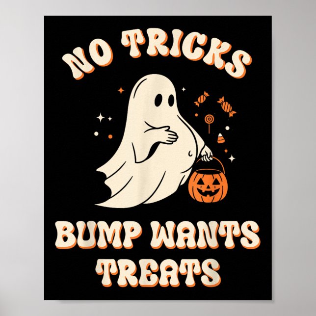 Poster Pregnant Ghost Lazy Trick Or Treat Dress Funny Hal (Devant)