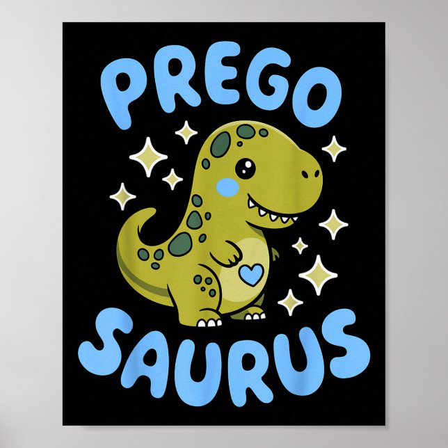 Poster Pregosaurus Cute Retro Mommy Dinosaur Pregnancy An (Devant)