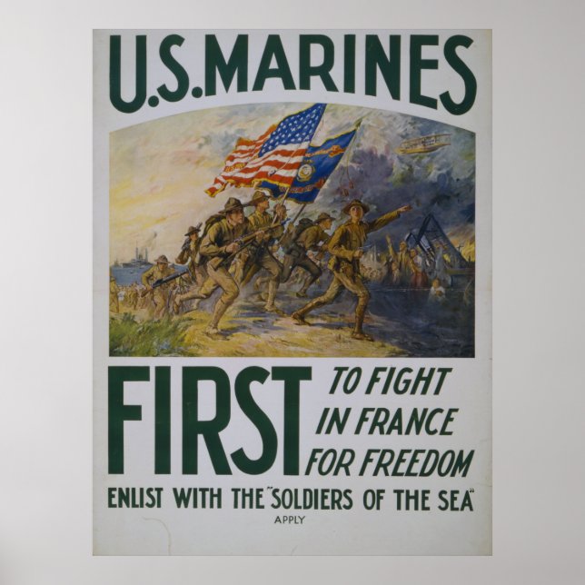 Poster Premier à combattre l'affiche de USMC (Devant)