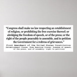 Poster Premier amendement de la Constitution des États-Un