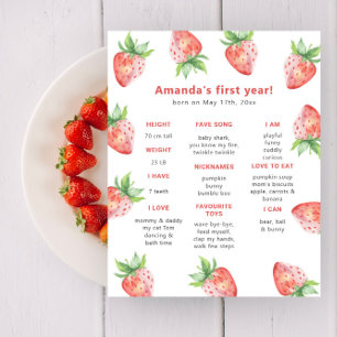 Poster Premier anniversaire de fraise étape importante d'