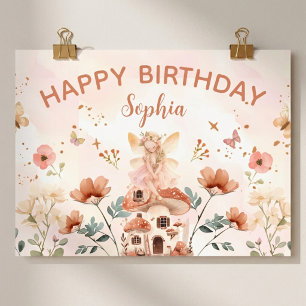 Poster Premier anniversaire de la fille aux champignons d