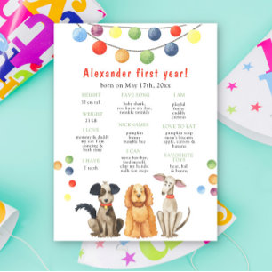 Poster Premier anniversaire du chien Jalon Anniversaire