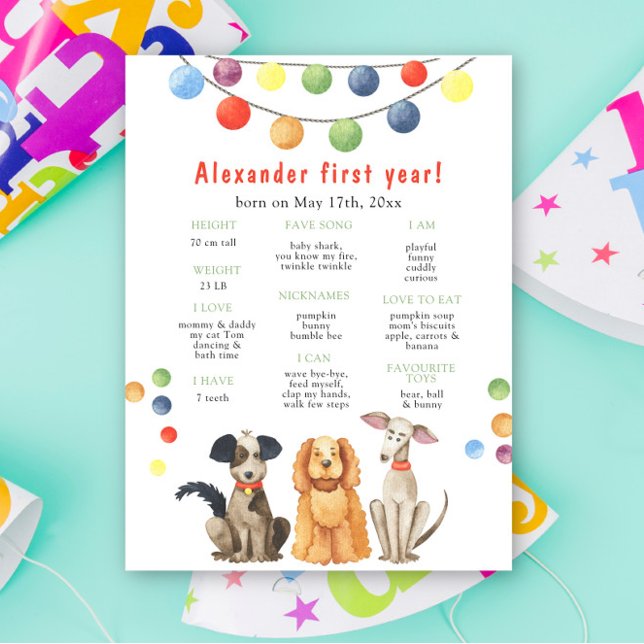 Poster Premier anniversaire du chien Jalon Anniversaire (Créateur téléchargé)